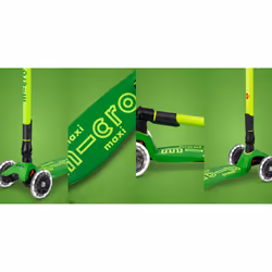Micro Mobility Maxi Micro Deluxe Foldable Neon LED Enfants Trottinette à trois roues Vert, Vert clair - Vue supplémentaire 8