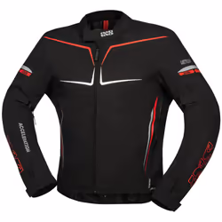IXS TS-Pro ST+ veste textile de moto imperméable, noir-rouge, taille M pour Hommes