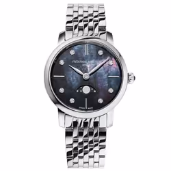 Montre Frédérique Constant Slimline Moonphase Pour Femmes en Argent - FC-206MPBD1S6B