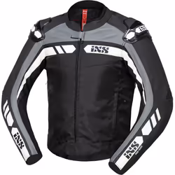 IXS RS-500 1.0 Blouson de moto en cuir / textile, noir-gris-blanc, taille 48 pour Hommes