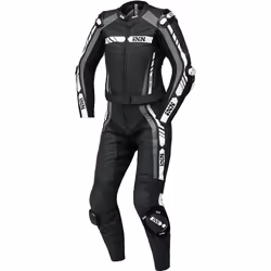 IXS RS-800 1.0 Costume en cuir de moto de deux pièces de dames, noir-gris-blanc, taille 42 pour Femmes