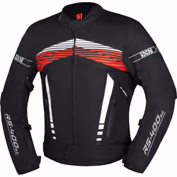 IXS RS-400-ST 3.0 Veste textile imperméable à l’eau pour moto, noir-blanc-rouge, taille S pour Hommes