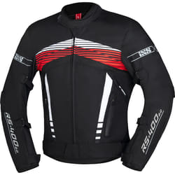IXS RS-400-ST 3.0 Veste textile imperméable à l’eau pour moto, noir-blanc-rouge, taille XL pour Hommes