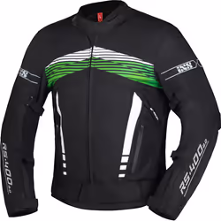 IXS RS-400-ST 3.0 Veste textile imperméable à l’eau pour moto, noir-blanc-vert, taille L pour Hommes