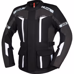 IXS Evans-ST 2.0 Veste textile imperméable à l’eau pour moto de tourisme, noir-gris-blanc, taille M pour Hommes