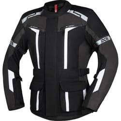 IXS Evans-ST 2.0 Veste textile imperméable à l’eau pour moto de tourisme, noir-gris-blanc, taille M pour Hommes