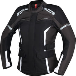 IXS Evans-ST 2.0 Veste textile imperméable à l’eau pour dames de moto, noir-gris-blanc, taille M pour Femmes