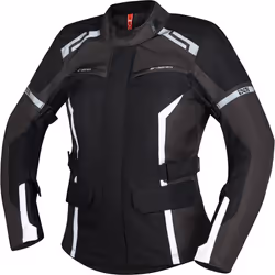 IXS Evans-ST 2.0 Veste textile imperméable à l’eau pour dames de moto, noir-gris-blanc, taille M pour Femmes