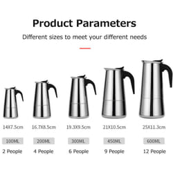 Cafetière en acier inoxydable, cafetière électrique portable, poêle à moka latte, cafetière à moka, 200ml