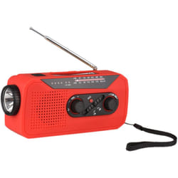 Lampe de poche led radio manuelle à énergie solaire am/fm/sos radio d'urgence pour aventure en pleine nature, rouge