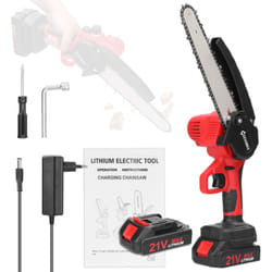 Kkmoon - Scies d'élagage électriques portables 21 v 8 pouces, petite tronçonneuse à bois, moteur de brosse, outil de travail du bois à une main avec