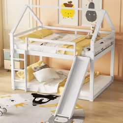 【Lit maison avec toboggan】Le lit a une forme de maison unique et apporte une atmosphère énergique à votre chambre. Le lit est ...