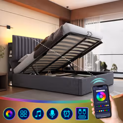 【Tête de lit LED avec USB et Type C】 L'une des caractéristiques les plus pratiques est la prise intégrée à la tête du lit, qu ...