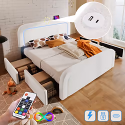 【Station de recharge pour tête de lit】 Nous avons également ajouté des ports de chargement USB+Type-C en haut de la tête de l ...