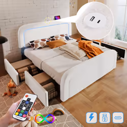 【Station de recharge pour tête de lit】 Nous avons également ajouté des ports de chargement USB+Type-C en haut de la tête de l ...