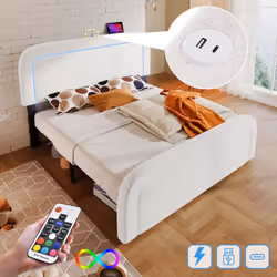 【Station de recharge pour tête de lit】 Nous avons également ajouté des ports de chargement USB+Type-C en haut de la tête de l ...