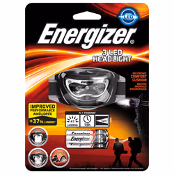 Energizer Headlight 3 LED, Lampe frontale, Noir, LED, 3 lampe(s), Blanc, AAA