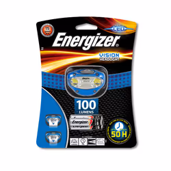 Energizer Vision, Lampe frontale, Noir, Bleu, Transparent, 1 m, CE, LED, 2 lampe(s)