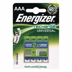 Energizer 7638900306965, Batterie à usage unique, AAA, Hybrides nickel-métal (NiMH), 1,2 V, 4 pièce(s), Ampoule