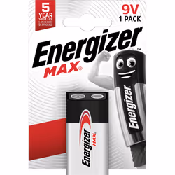 Energizer Max – 9V, Batterie à usage unique, 9V, Alcaline, 9 V, 1 pièce(s), Noir, Gris