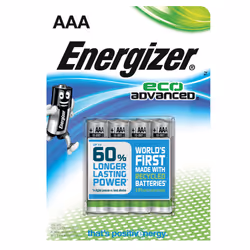 Energizer EcoAdvanced, Batterie à usage unique, AAA, Alcaline, 1,5 V, 4 pièce(s), 12 année(s)