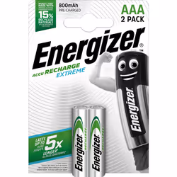 Energizer E300624300, Batterie rechargeable, AAA, Hybrides nickel-métal (NiMH), 1,2 V, 2 pièce(s), 800 mAh