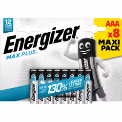 Energizer MAX Plus AAA Piles - Maxi Pack x8 Obtenez une puissance fiable et durable avec ce maxi pack de 8 piles Energizer MA ...