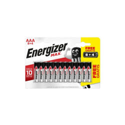 Blister 8 + 4 piles max type lr03 (aaa) Energizer