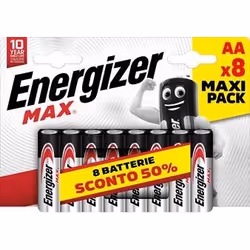 Energizer MAX AA, Batterie à usage unique, AA, Alcaline, 1,5 V, 8 pièce(s), Cd (cadmium), Hg (mercure)