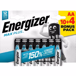 Energizer Max Plus Alcaline AA/LR6, pack de 10+4 Piles