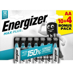 Energizer Max Plus Alcaline AA/LR6, pack de 10+4 Piles