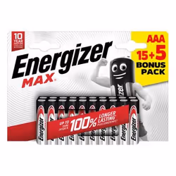 Lot de 15 + 5 piles alcaline AAA Max, 1.2 V, ENERGIZER