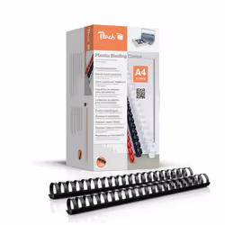 Peach Reliure peignes 28mm, pour 270 feuilles A4, noir, 50 pcs. R-PB428-02, A4, Plastique, Noir, 270 feuilles, 50 pièce(s)