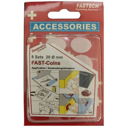 Fastech - 685-010 Pastilles rondes auto-agrippantes hotmelt à coller partie velours et partie agrippante (ø) 20 mm blanc