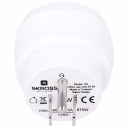 Skross Europe to USA adaptateur prise d'alimentation Type B Type C (Europlug) Blanc