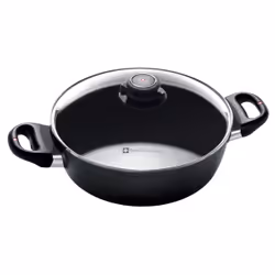 Swiss Diamond 89168240, 3 L, Noir, Aluminium, Vitrocéramique, Gaz, Halogène, Induction, Plaque étanche, Noir, Verre