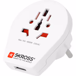 Skross 69052, Type F, Universel, Droit, Droit, Type B, Type I (AU), Type J (CH), Type L (IT), 100 - 250 V