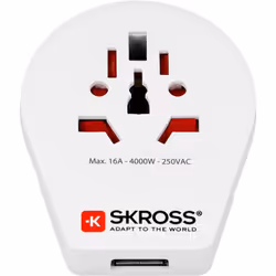 Skross 69052 adaptateur prise d'alimentation Type F Universel Blanc