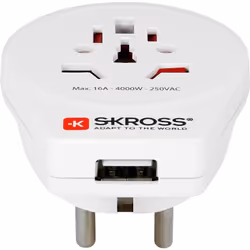Skross 69052 adaptateur prise d'alimentation Type F Universel Blanc