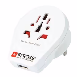 Skross 1.500262, Universel, Type B, 100-250 V, 15 A, Blanc, 3750 W