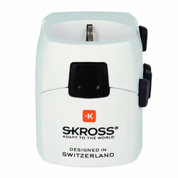 Skross PRO adaptateur prise d'alimentation Universel Noir, Blanc
