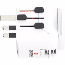 Skross PRO Light USB (2xA) - World, Universel, Universel, 100 - 250 V, 50 - 60 Hz, 6,3 A, Blanc