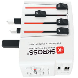Skross 1.302332 chargeur d'appareils mobiles Caméra Numérique, Lecteur e-book, Ordinateur portable, Chargeur électrique, Smartphone, Smartwatch, Tablette Blanc Secteur Intérieure