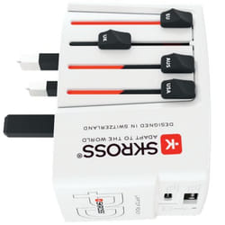 Skross World USB Charger Caméra Numérique, Lecteur e-book, Ordinateur portable, Chargeur électrique, Smartphone, Smartwatch, Tablette Blanc Secteur Intérieure