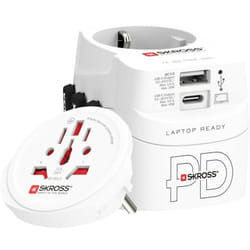 Adaptateur de voyage SKROSS Monde vers monde + 1 USB A + 1 USB C