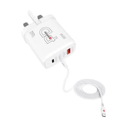 Skross - Power Charger 65W pd GaN Combo+ uk Chargeur usb 65 w 1x usb-a, 2x usb-c® Power Delivery blanc intérieure Y201643