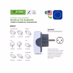 Chacon Adaptateur de voyage - Monde vers Europe
