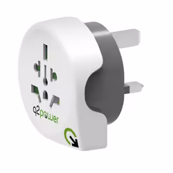 q2-power 1.100120, Universel, Type G (Royaume-Uni), 100-250 V, Blanc, 2500 W, - IEC 60884, LVD EN 60950