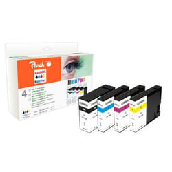 Peach 0F319585 cartouche d'encre 4 pièce(s) Noir, Cyan, Magenta, Jaune