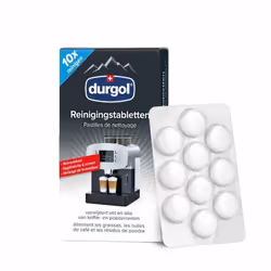 Pastilles de nettoyage (10x1,6g) Durgol pour machine à café Contenu : 10 tablettes de nettoyage de 1,6g. Ces pastilles de net ...